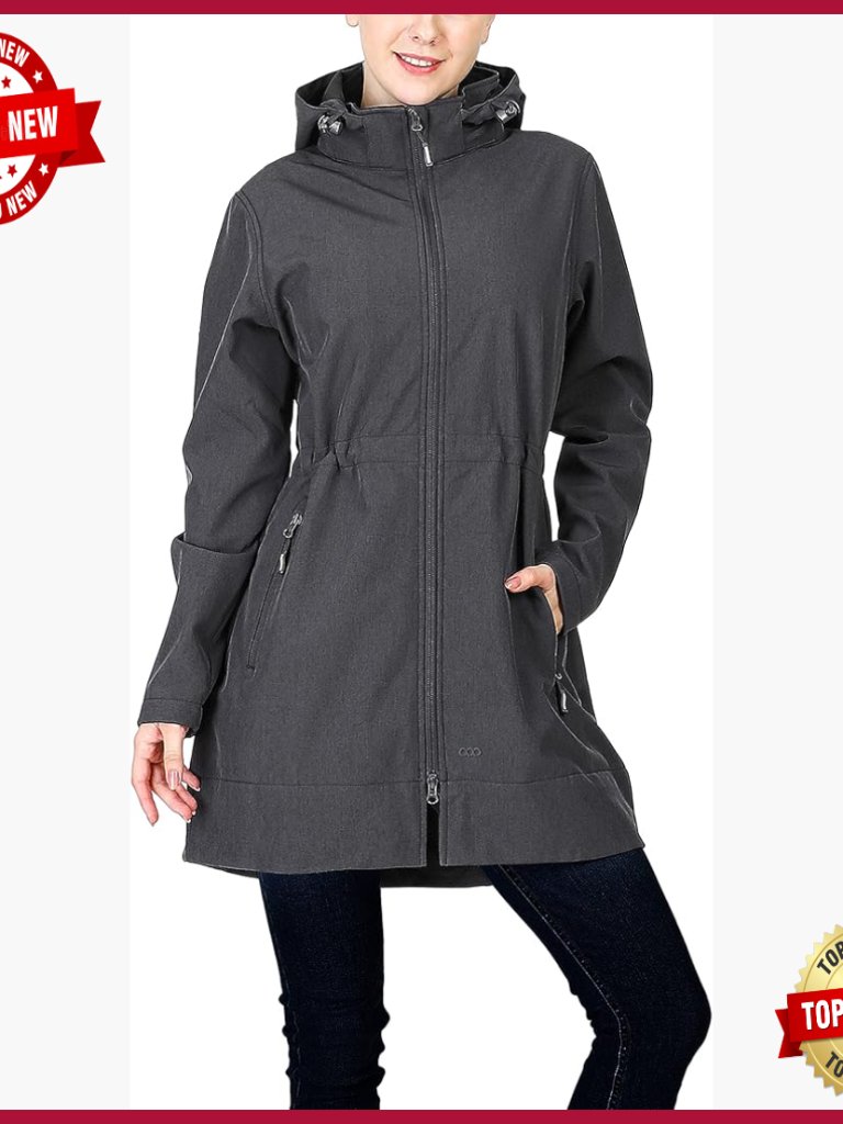 Women's Waterproof Fleece Lined Softshell Jacket With Hood Windbreaker